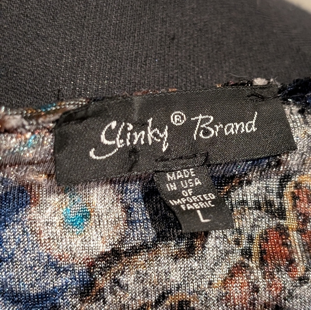 Slinky Brand Women's Velvety Soft Paisley Multi Color Open Front Cardigan Size L - Picture 6 of 8